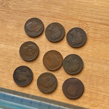 9x Mixed Copper Farthings Charles II-Victoria Some Ex-Cleaned/Damaged (ref #a47)