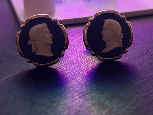 Dark blue wedgwood cuff links - blue,