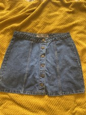 Blue Denim Botton Front Short Skirt Size 16