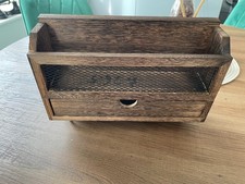 Nekon Wooden Mail & Key Holder for Wall, 11 Inch Wooden Brown - See Description