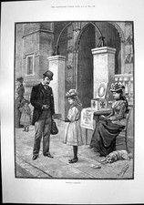 Antique Old Print Hospital Saturday Officers Governor Engaged Map Table 1893