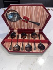 Vintage Silver Plate (EPNS) set of 6 Soup Spoons & Serving Spoon, Original Box