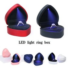 Heart Shaped Ring Gift Box with LED Light for Wedding Engagement Proposal