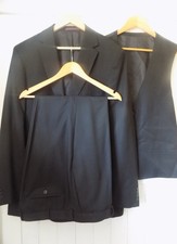 mens MOSS BLACK REGULAR FIT 3 PIECE SUIT SIZE 48"L CHEST 42" WAIST 31" LEG