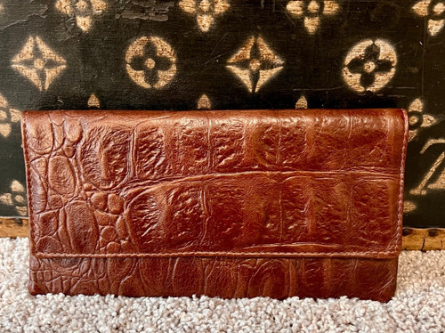 Etui brown croc embossed - brown,