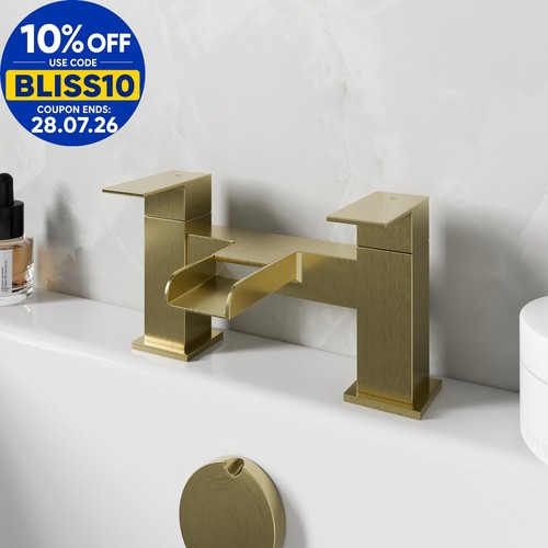 Brushed brass waterfall - waterfall, bath