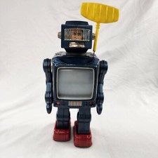 Vtg 1960s Blue Radar Robot Tin