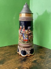 Vintage Musical Wind Up German Beer Stein Tankard With Pewter Lid