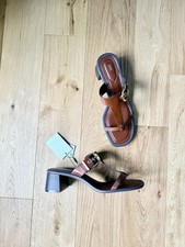 Zara Brown Leather Block Heel