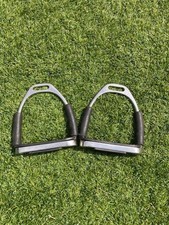 FLEXI SAFETY STIRRUPS HORSE RIDING BENDY IRONS STAINLESS STEEL used