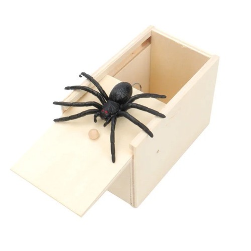 Wooden spider prank box - wooden, hidden