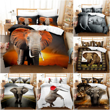 Retro Elephant 3D Bedding Set Duvet Cover Pillowcases Single Double King Soft UK