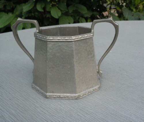 Vintage octagonal pewter sugar - vintage,