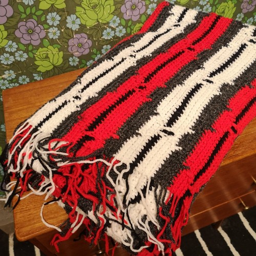 Knitted red grey - knitted, black