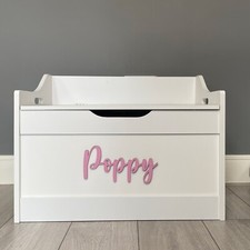 Wooden Toy Box Name - Any Name Colour Sign Personalised - Toy Box Not Included