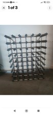 Classic 56 Bottle Dark Oak Stained Wood & Galvanised Metal Wine Rack 81.3cm×61.9