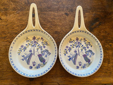 Vintage FIGGJO FLINT Pottery Norway LOTTE  blue and white skillets x 2