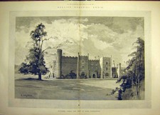 Original Old Antique Print 1895 English Homes Building Wycombe Abbey Carrington