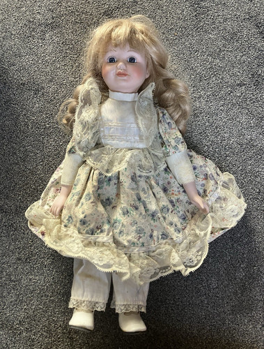 Porcelain girl doll blue - girl,