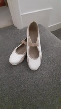 Womens NEXT BEIGE/CREAM SOLE REVIVER LEATHER  FLATS-SIZE 6 VGC