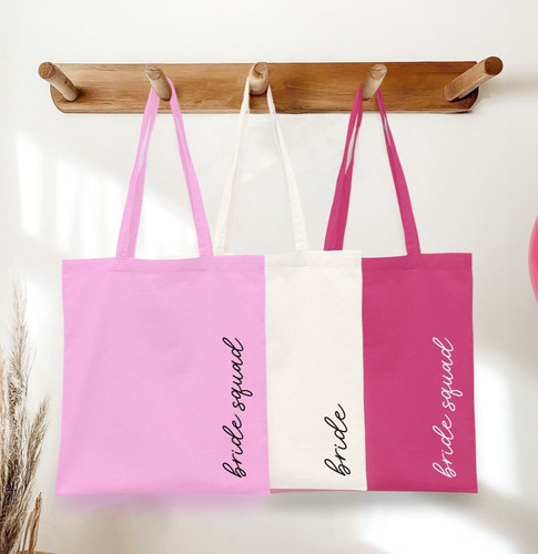 Pink white bride squad tote - pink, &