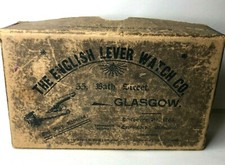 Antique English lever Watch Company 35 Bath St Glasgow Card Trade Box 15x10x4cm 