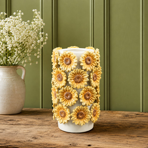 Ceramic sunflower vase - ceramic,