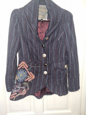 Sacred Spirit by Joe Browns Vintage Pin Stripe Embroidered Blazer Size 8