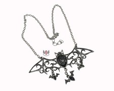 Alchemy Gothic Viennese Nights Necklace P701 Bat Goth Crystal Pewter Vampire