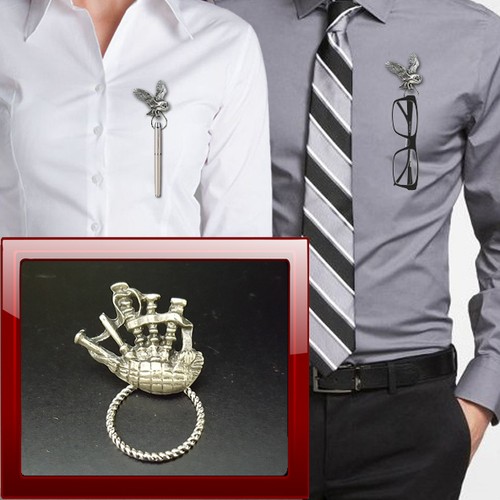 Bagpipes r43 pewter pin brooch - bagpipes,