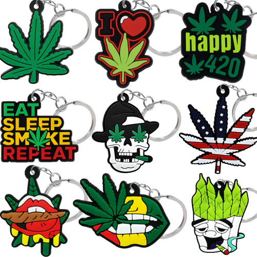 Cannabis leaf weed keyring - cannabis, pot