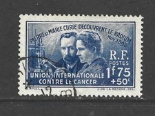 France 1938 Anti Cancer Fund 1F75 + 50c Used - Marie Curie Discovery of Radium