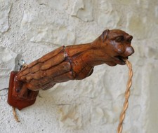 RARE ANTIQUE CARVED WOOD GOTHIC DRAGON GARGOYLE BARONIAL WALL LIGHT SCONCE