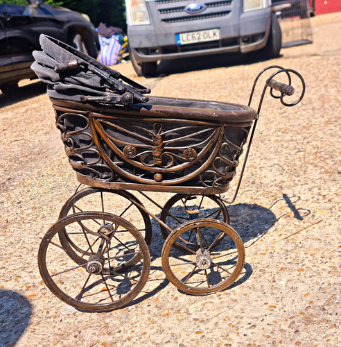 Metal doll pram pushchair - doll,