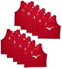 Mizuno Training Bibs Set of 10 Numbering Sleeveless Standard Unisex 32MH9011 Red