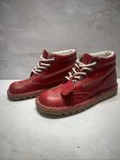 Kickers ‘Kick Hi’ Red Leather Lace Up Ankle Boots - Size UK 4 EU 36