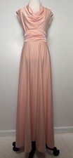 Vtg Peach Slinky Maxi Dress M