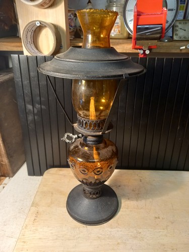 Vintage amber glass oil - amber,