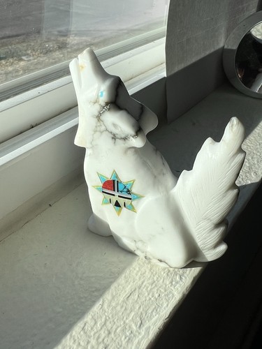 Zuni white wolf dog fetish - white,