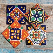 Handmade Mexican Tile Coaster Set RUSTICOS