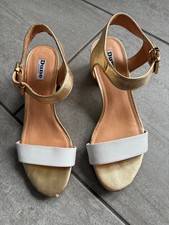 Dune Ladies White & Gold Heeled Shoes / Sandals Size 38 / 5. Good Condition.