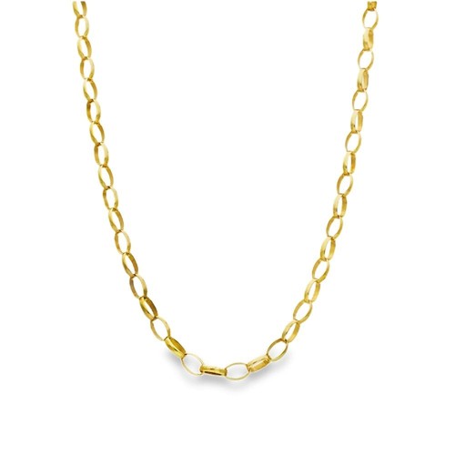 9ct yellow gold oval belcher - yellow,