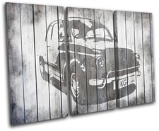 Fiat 500 Shabby Chic Transportation TREBLE CANVAS WALL ART Picture Print