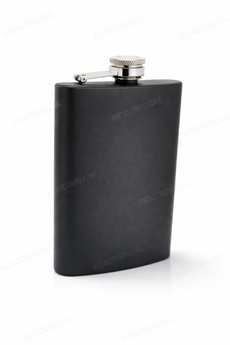 8oz black hip flask stainless - 8oz,