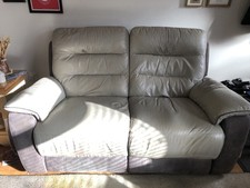 DFS Ryder Power Recliner Sofa Leather Two Tone Grey