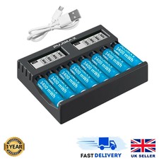 8-Pack Rechargeable Battery AA  AAA Lithium with Charger 1.5V Li-ion-3400mWh