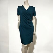Ex Wallis Forest Green Bodycon Faux Wrap Dress Side Ruched Size 12
