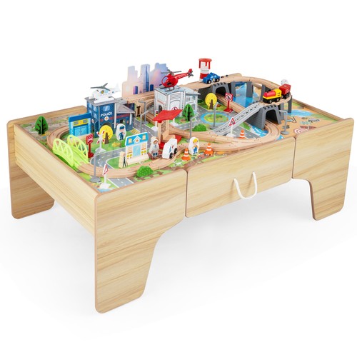 Wooden train table - in,