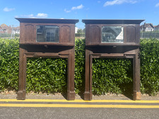Pair of Edwardian Wooden Fireplace Surrounds Rectangular Bevelled Mirrors