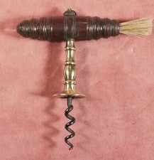 ANTIQUE GEORGIAN c1840 CORKSCREW BRASS SHANK & BUTTON early Victorian
